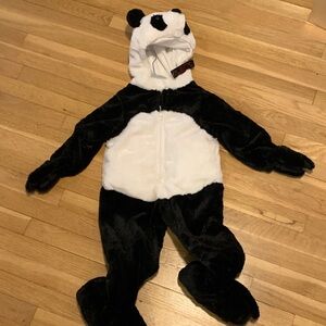 Plush Panda Costume - Black & White Fuzzy One-Piece